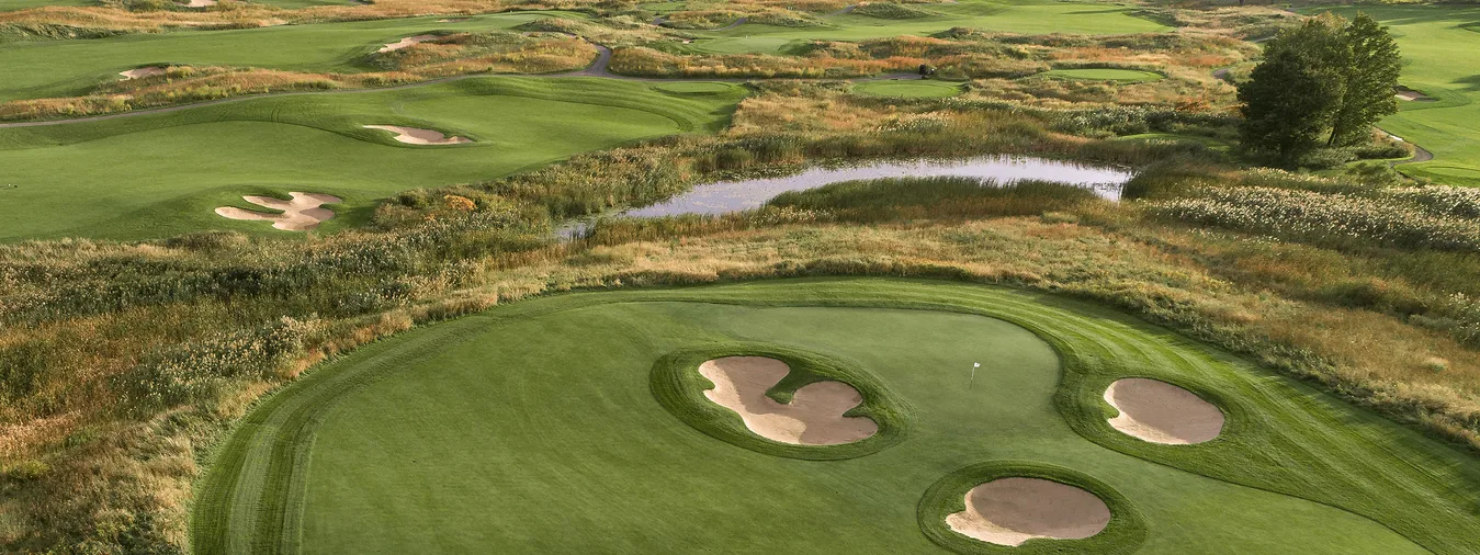 Aerial view of Shenendoah Golf Course at Turning Stone Resort Casino in New York