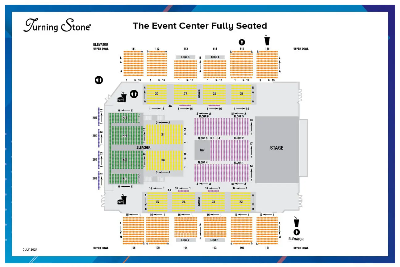 Turning Stone Event Center Seating Chart, Full - Fully Seated