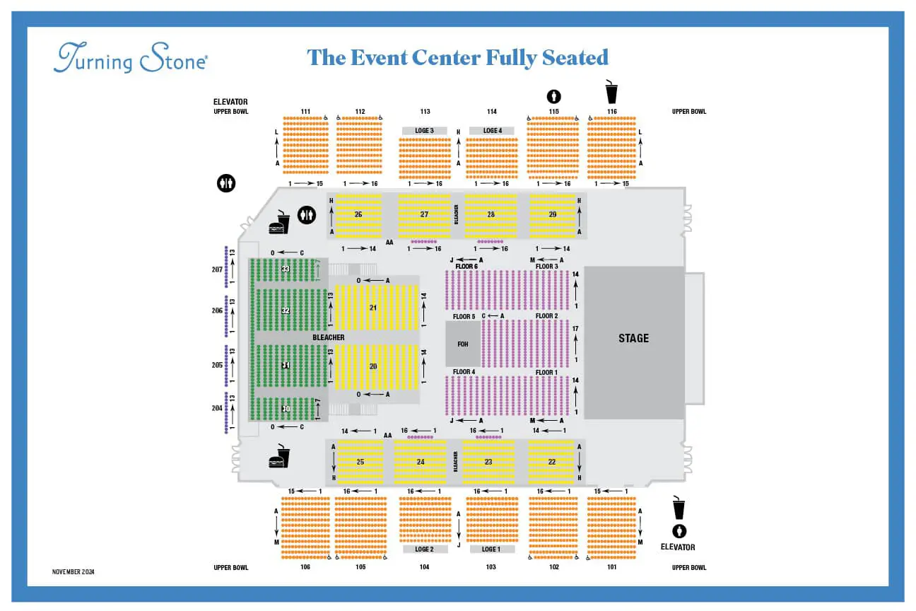 Turning Stone Event Center Seating Chart, Full - Fully Seated