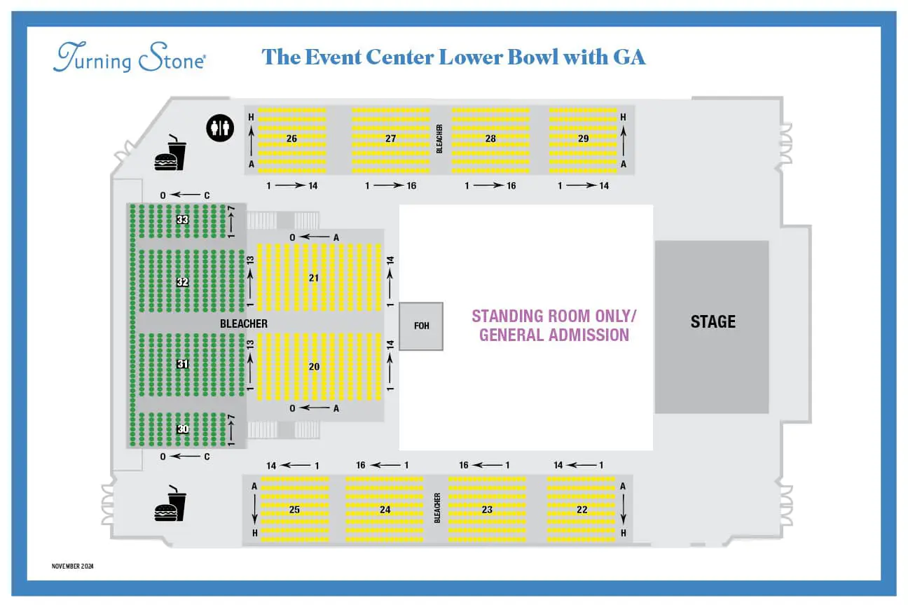 Turning Stone Event Center Lower Level Only General Admission Floor Seating Chart