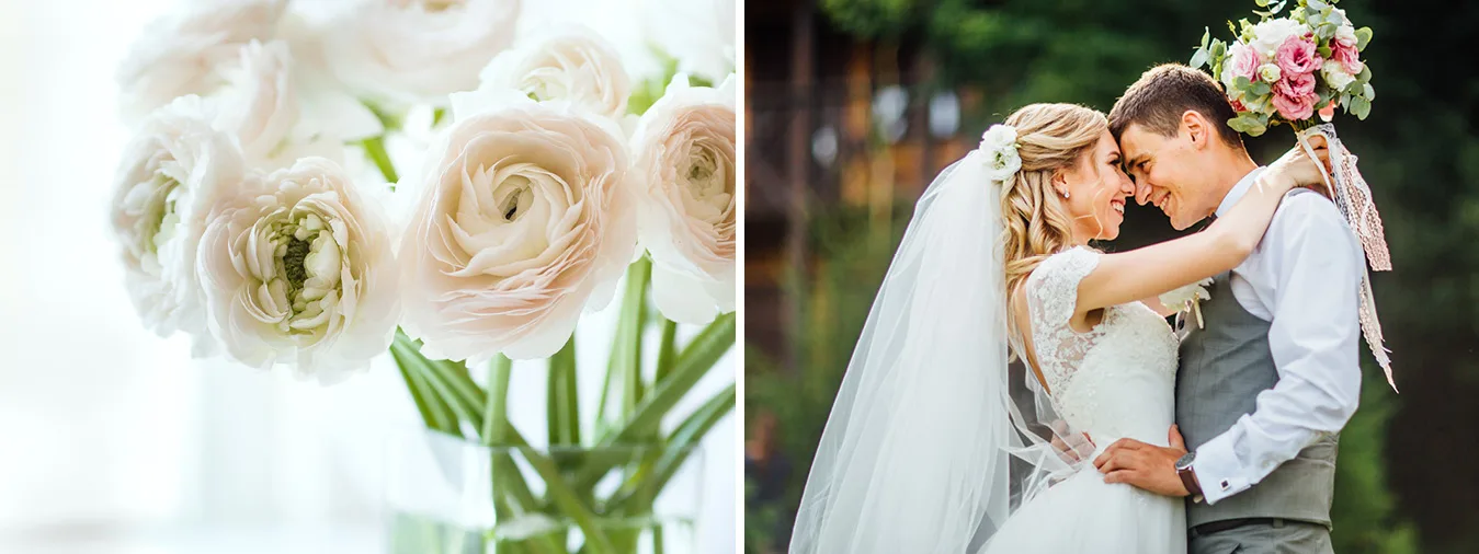 Newlyweds smiling at each other after wedding ceromony at Turning Stone