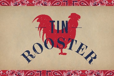 Tin Rooster Logo with Red Rooster