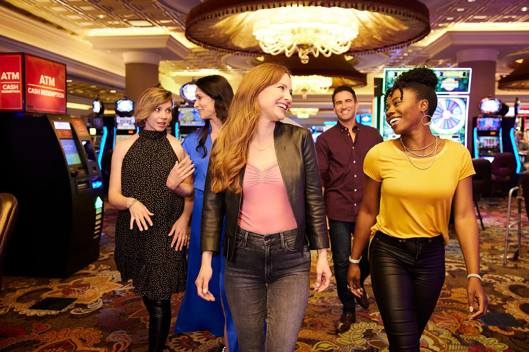 friends enter casino gaming floor